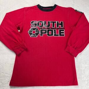 South Pole Y2K Long Sleeve Shirt Kids size Small 8-10 Red Black Letters